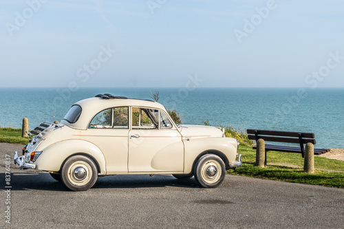 Morris Minor at the seaside.