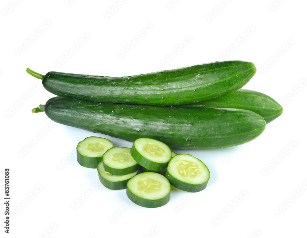 Fresh sliced cucumber on white background Fresh sliced cucumber on white background