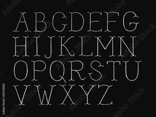 Alphabet hand-drawn on chalkboard