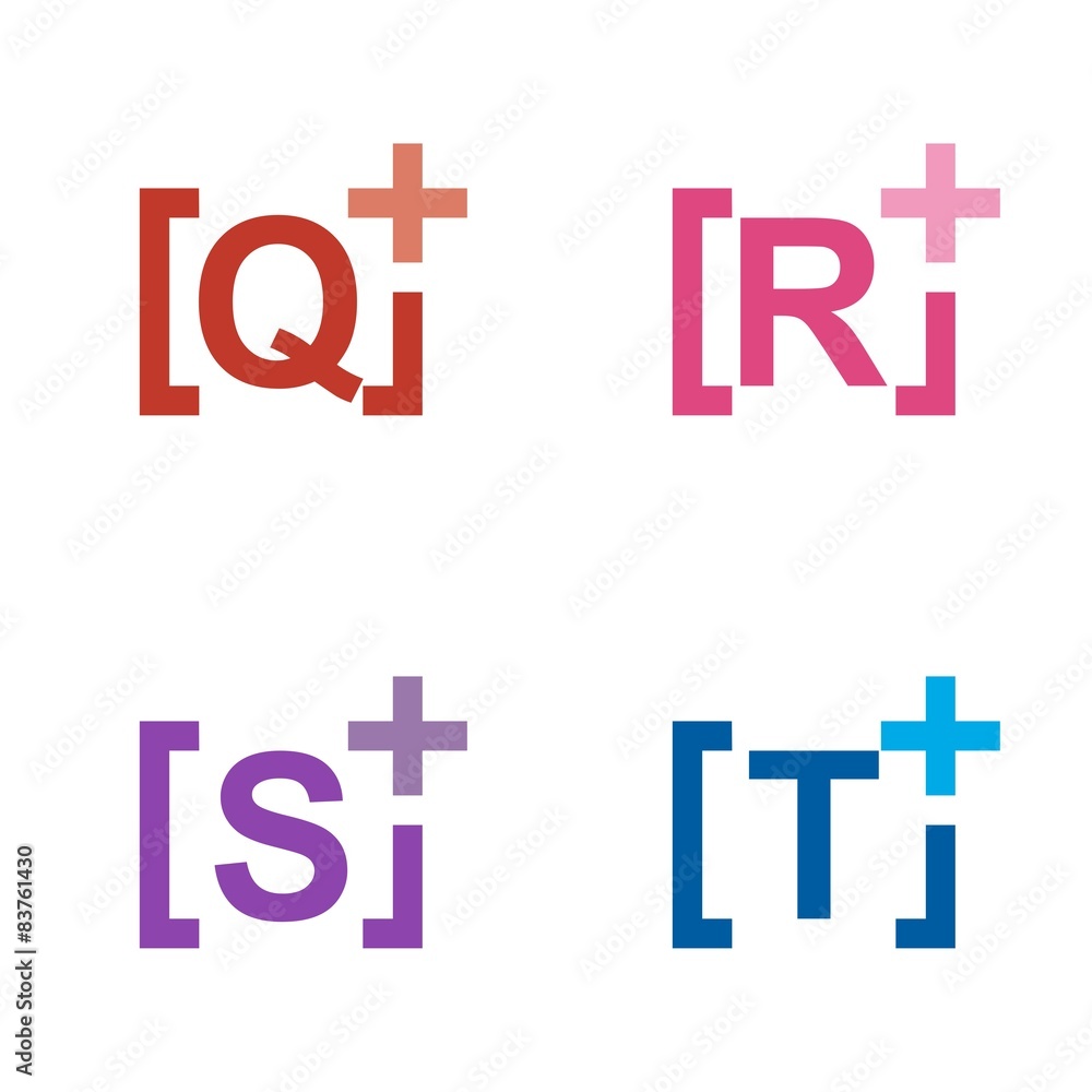 Letter alphabet plus vector symbol Letter alphabet plus vector symbol