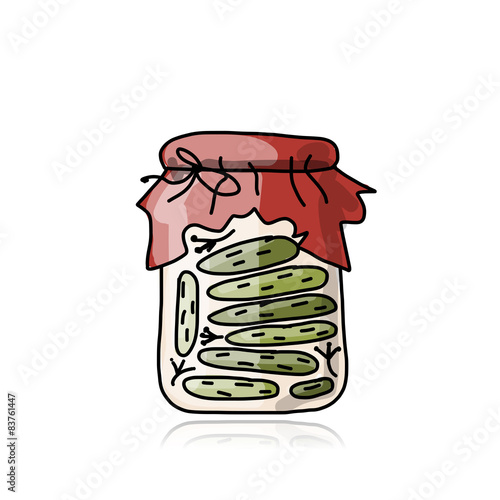 Bank of pickled cucumber, sketch for your design