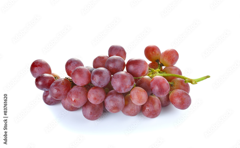 Fresh red grape on white background