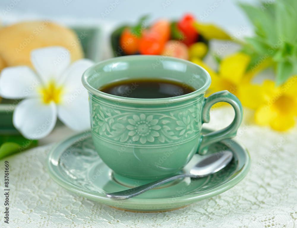 cups of tea with mint on wooden table cups of tea with mint on wooden table