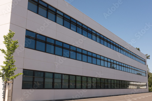 Modern new office building under a blue sky