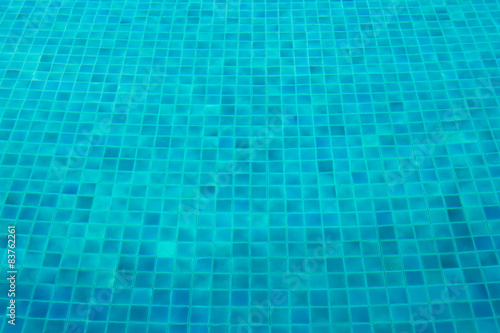 Blue mosaic tiles of swimming pool