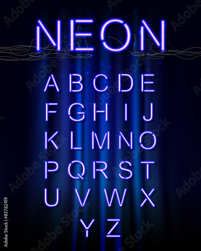 Neon glow alphabet.