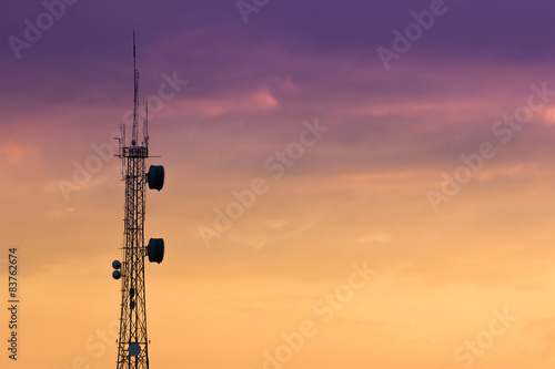 Silhouettes telecommunication tower