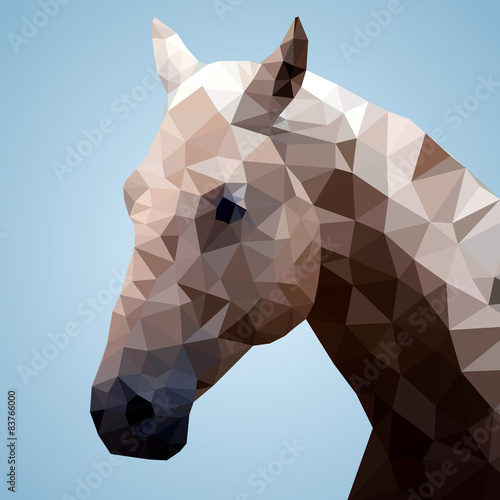Head of a bay horse in triangular style