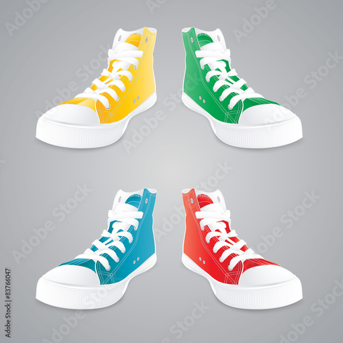 Colorful gumshoes. Concept vector illustration.
