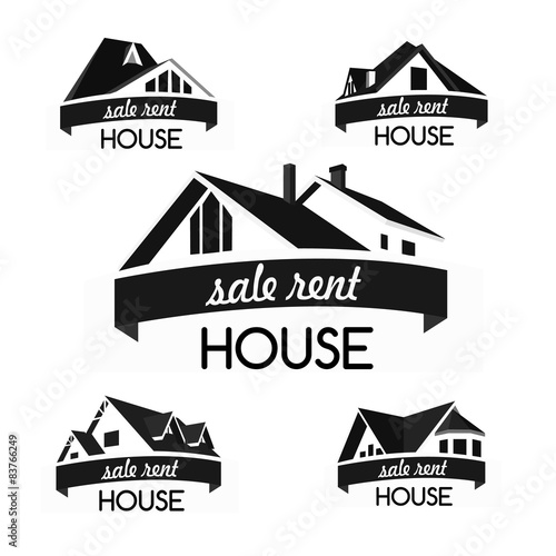 House logo template set. Building vector silhouette.
