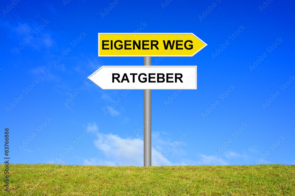 Schild Wegweiser: Eigener Weg / Ratgeber Stock Illustration | Adobe Stock