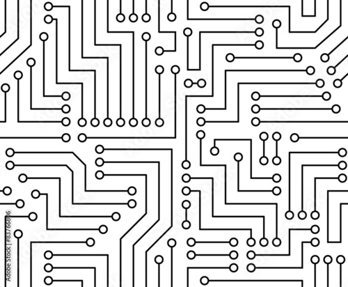 Black and White Printed Circuit Board