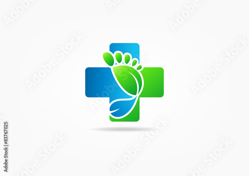 cross medic foot symbol vector, Podiatry concept design