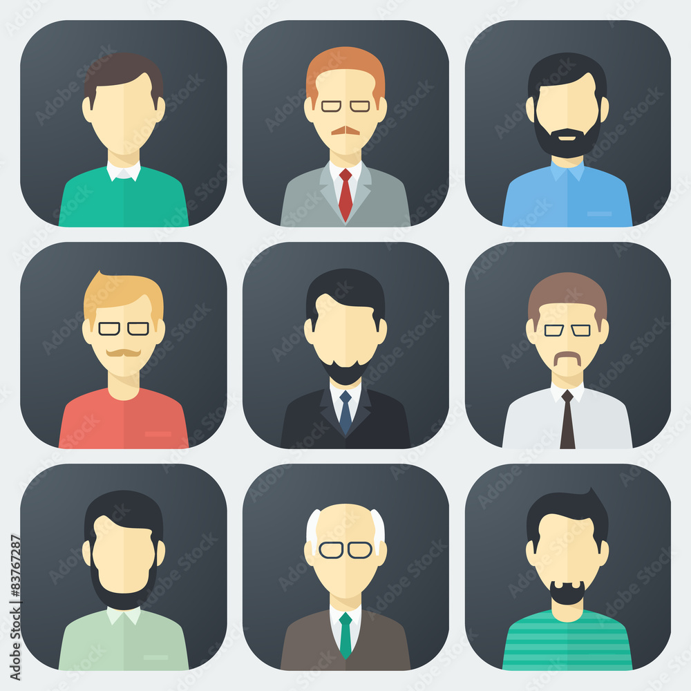 Male Faces Icons Set Male Faces Icons Set