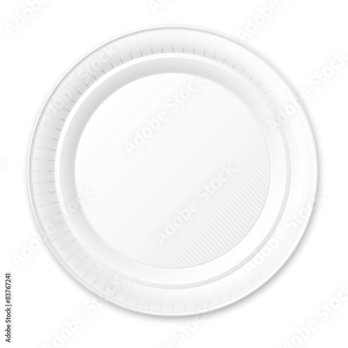 Disposable Plastic Plate. Isolated on White.