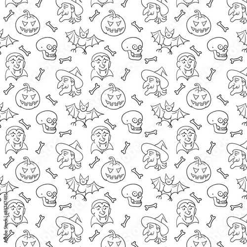 Black and White Textile Halloween Fun Pattern.