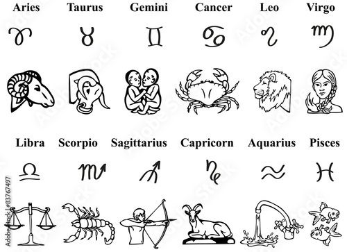 signs of zodiac on white