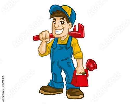 smiling mechanic boy character image vector