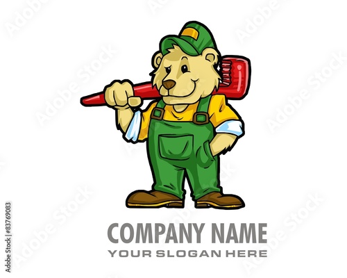 smiling mechanic bear character image vector