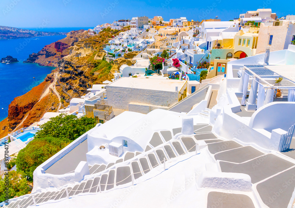 Fototapeta premium in Oia the most beautiful village of Santorini island in Greece