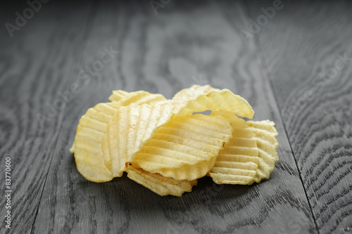rippled organic chips on wooden table