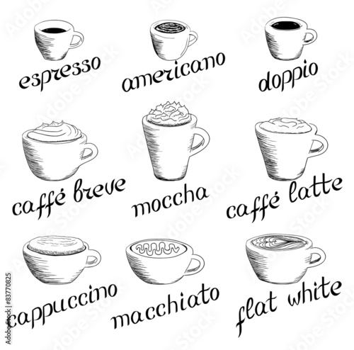  Hand drawn coffee set