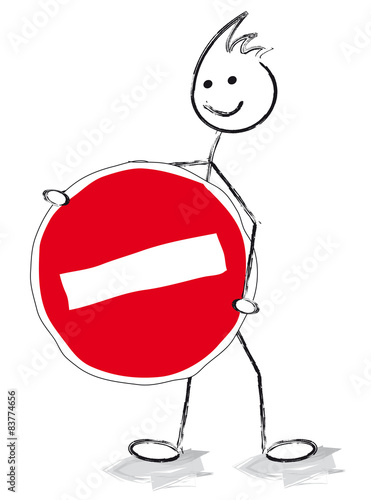 personnage panneau sens interdit