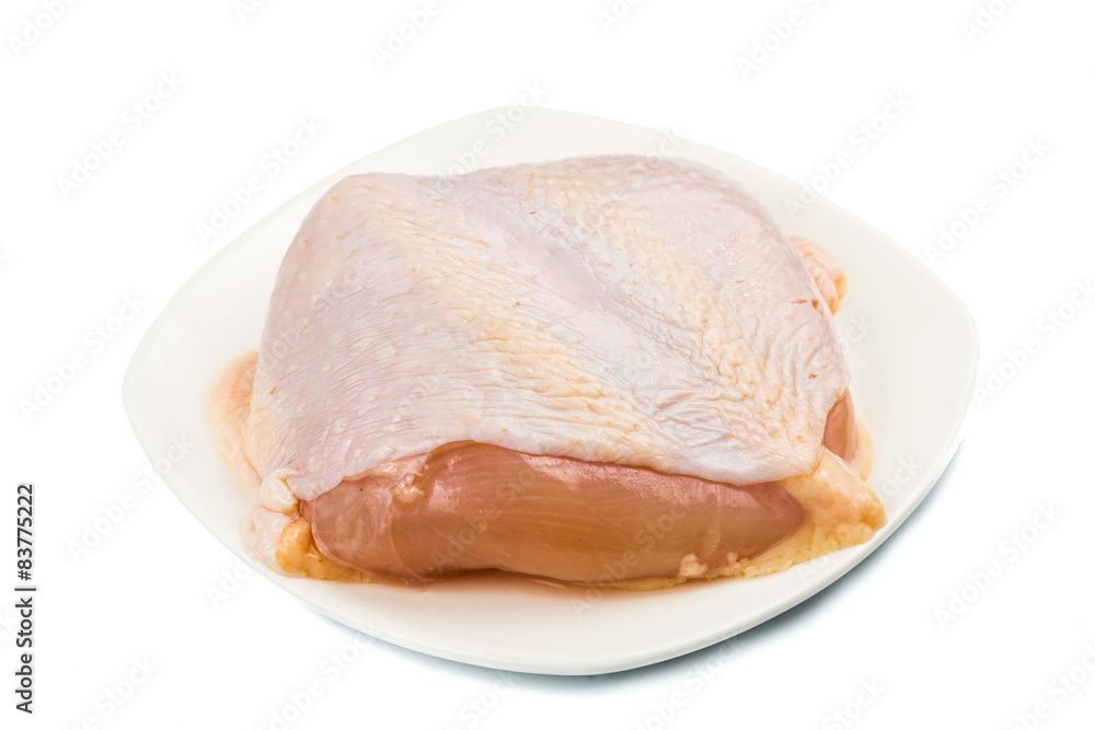 Fresh heart shaped skinless chicken breast meat on a plate Fresh heart shaped skinless chicken breast meat on a plate