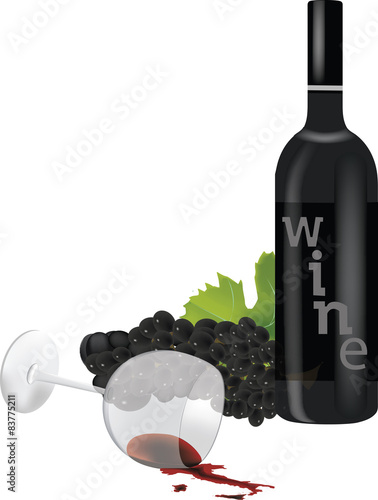 bottiglia di vino e uva