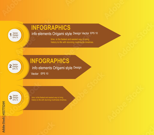arrow and circle info elements. Origami style.