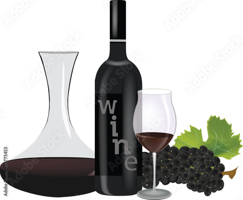 bottiglia di vino e uva