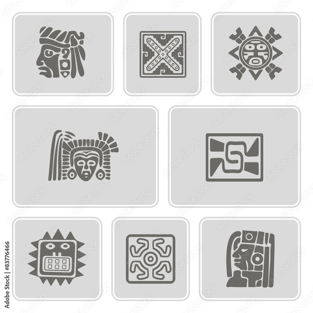 set of monochrome icons with American Indians relics (part 8) set of monochrome icons with American Indians relics (part 8)