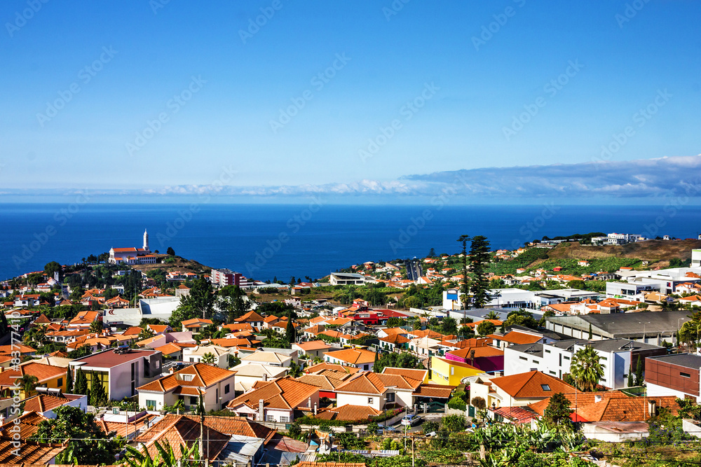 Madeira town houses of Funchal - capital of Madeira, Portugal