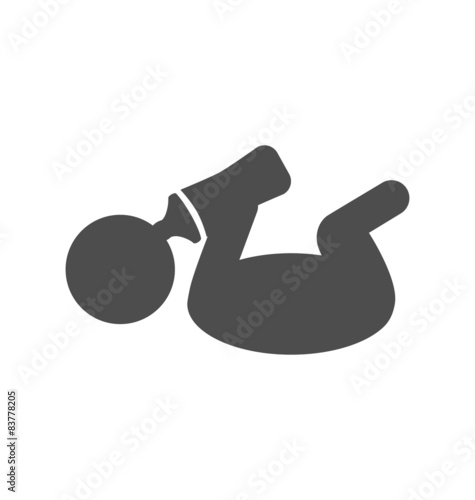 Baby with bottle pictogram flat icon isolated on white backgroun