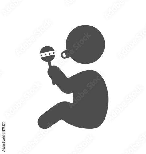 Baby with beanbag and dummy pictogram flat icon isolated on whit