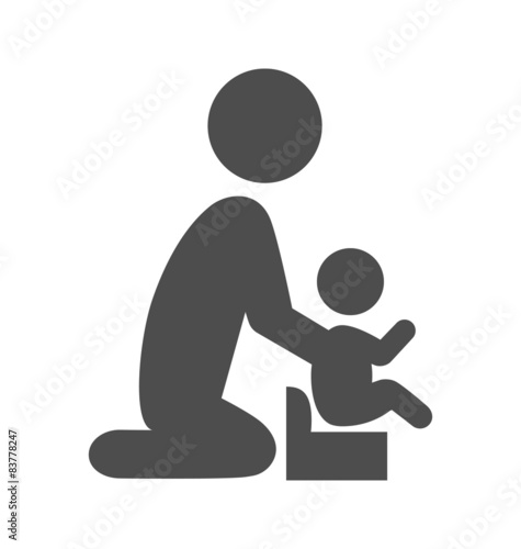 Parent potty baby pictogram flat icon isolated on white backgrou
