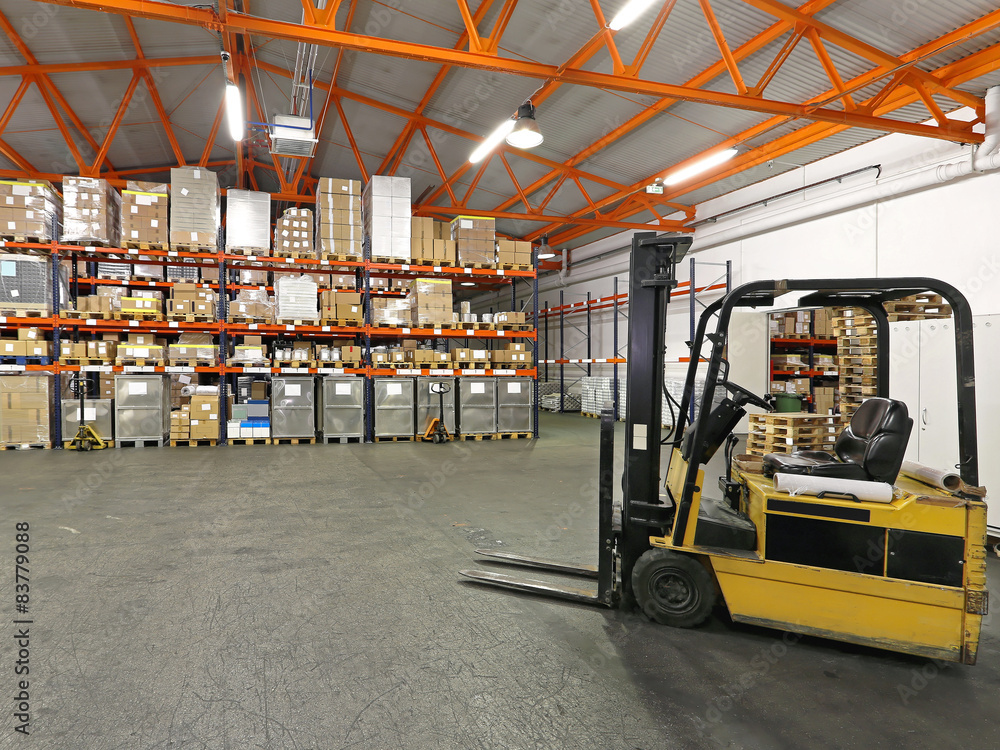 Forklift in warehouse Forklift in warehouse