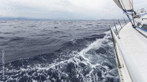 Sailing in the sea in stormy weather. Luxury Yachts. © De Visu