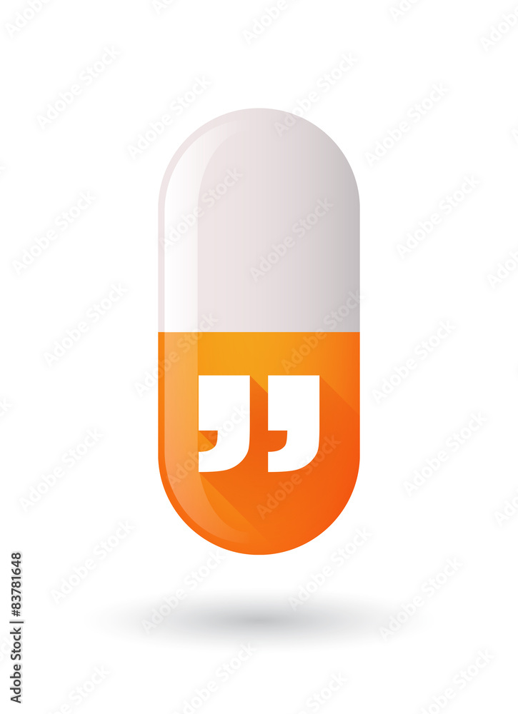 Orange pill icon with quotes Orange pill icon with quotes