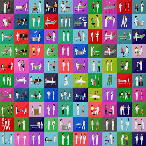 Medical Staff And Patients Different Situations - Isolated On Background - Vector Illustration, Graphic Design Editable For Your Design
