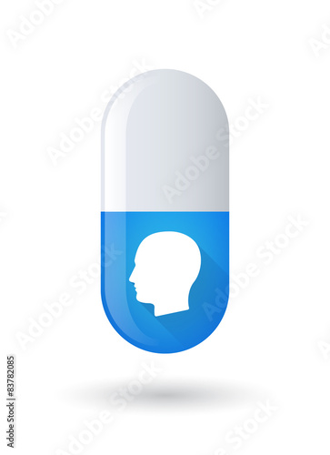Blue pill icon with a male head