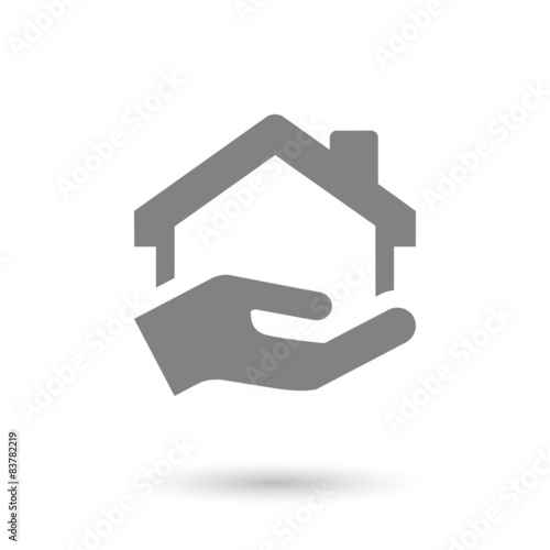 flat hand and home icon