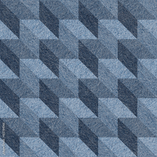 Abstract paneling pattern - seamless pattern - blue denim