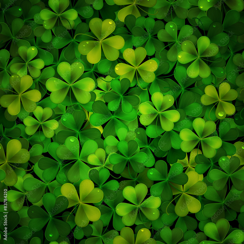 Vector background with green realistic Saint Patricks day shamrock leaves Vector background with green realistic Saint Patricks day shamrock leaves