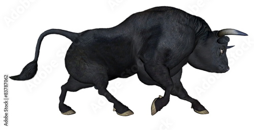Bull charging - 3D render