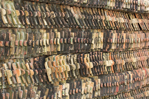 old roofing tiles close up   detail