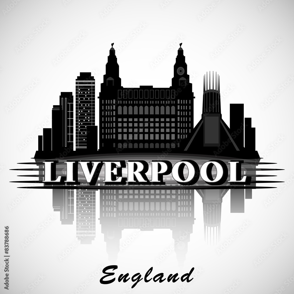 Modern Liverpool City Skyline Design. England