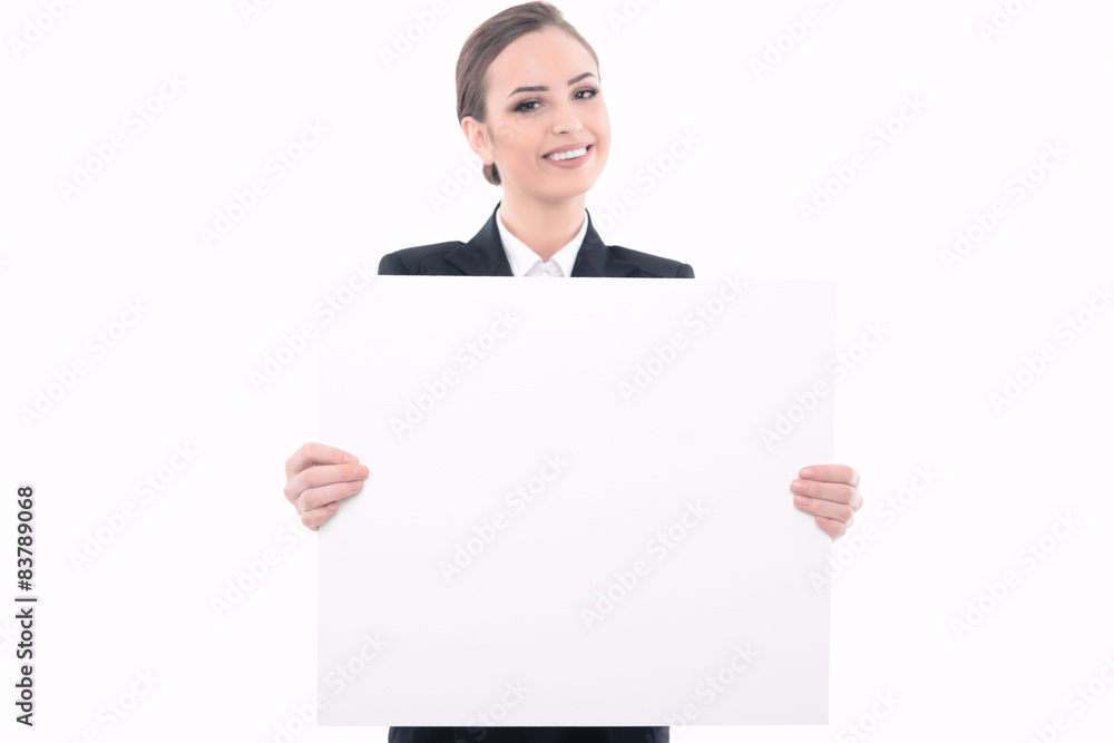 Beautiful woman advertising in formal clothes Beautiful woman advertising in formal clothes