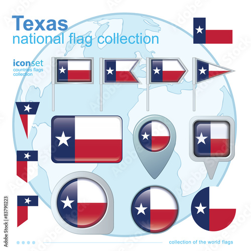  Flag of Texas, icon collection, vector illustration