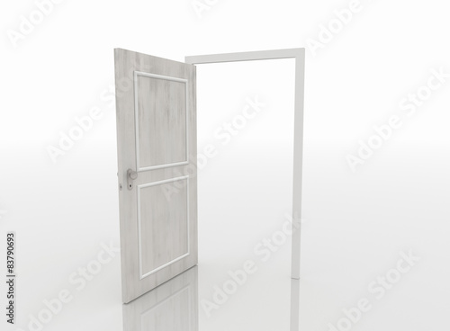 Open Door Isolated on White Background, 3D Render